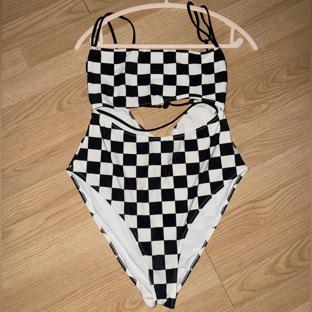 Topshop Black and White Checkered swimsuit
